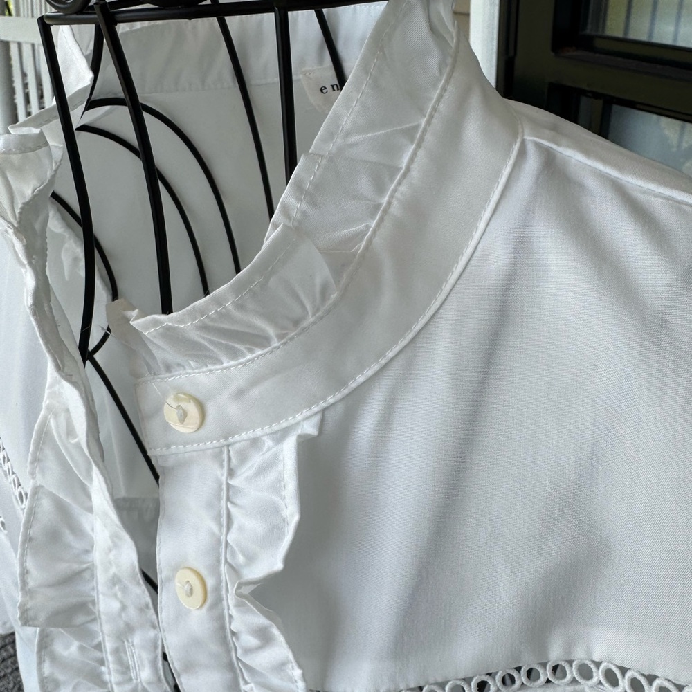 Entro Lace Ribbon Ruffle Top Size M NWT - Picture 4 of 7